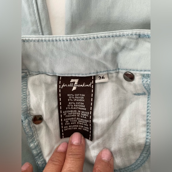 NWT Women's 7 For All Mankind. The Mid Rise Skinny Contour Sateen Light Blue - Picture 9 of 10